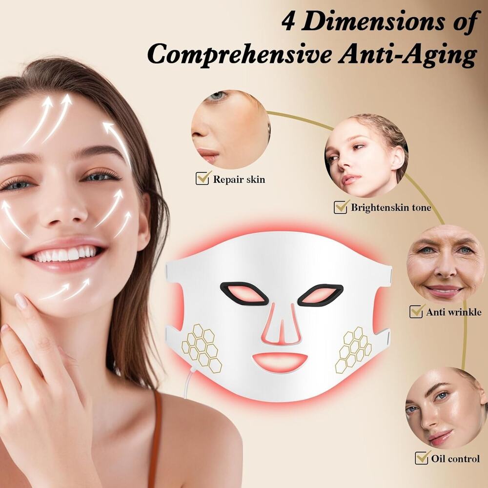 Red Light Therapy for Face, Infrared LED Face Mask Light Therapy 4 Light Wave‎ - Picture 2 of 13